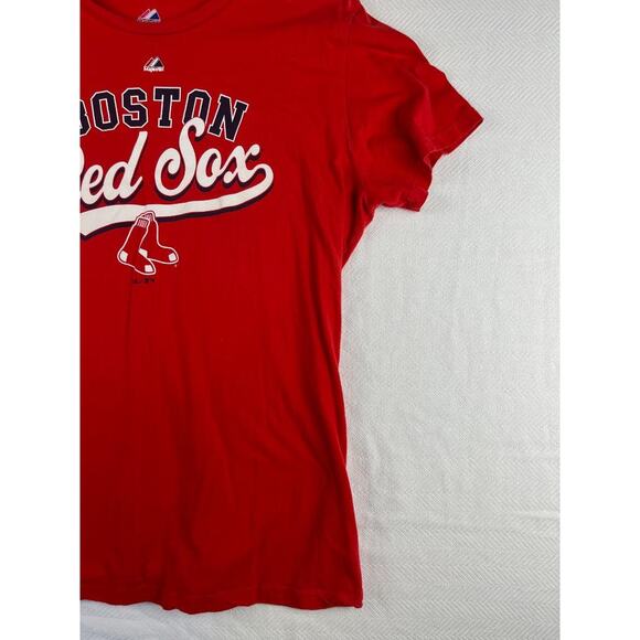 Boston Red Sox Majestic T-Shirt 2XL Red MLB Baseball Team Logo Cotton - Picture 6 of 8